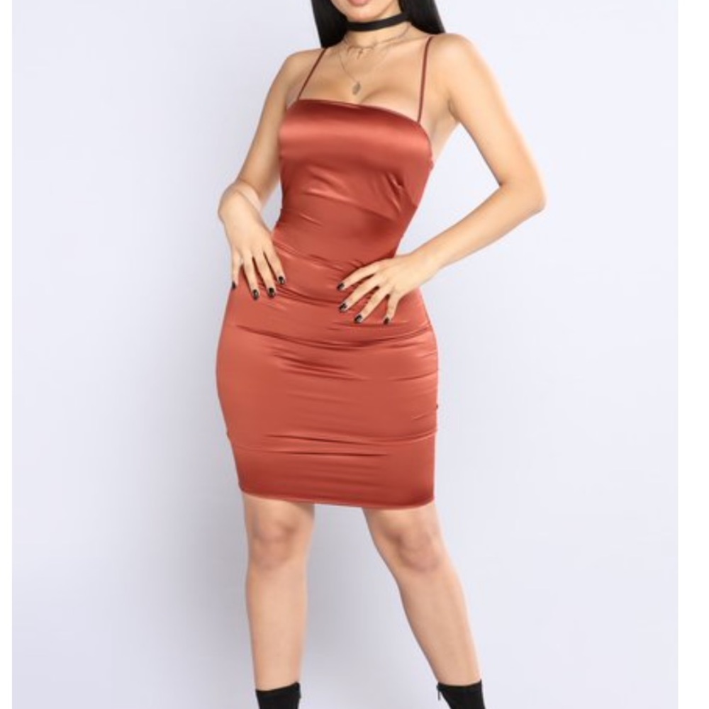 Bronze Satin Dress Fashion Nova